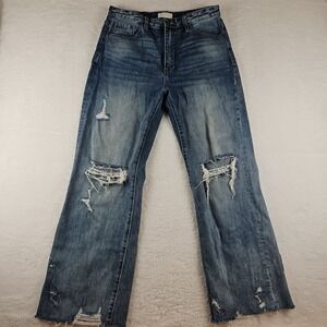 Petra 153 Wide Leg Jeans Womens 11/29 High Rise Stretch‎ Distressed Hem Denim